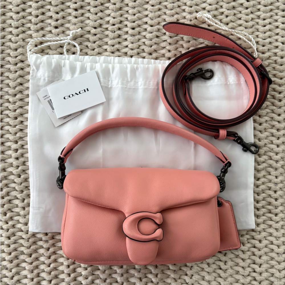 Coach Pillow Tabby Shoulder Bag 18 Candy Pink with Black Hardware Like New